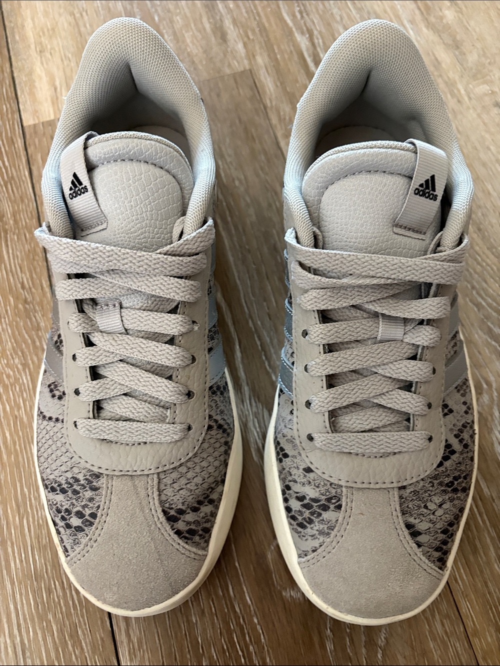 adidas Light Gray Snake-Print Lace-Up Sneakers
